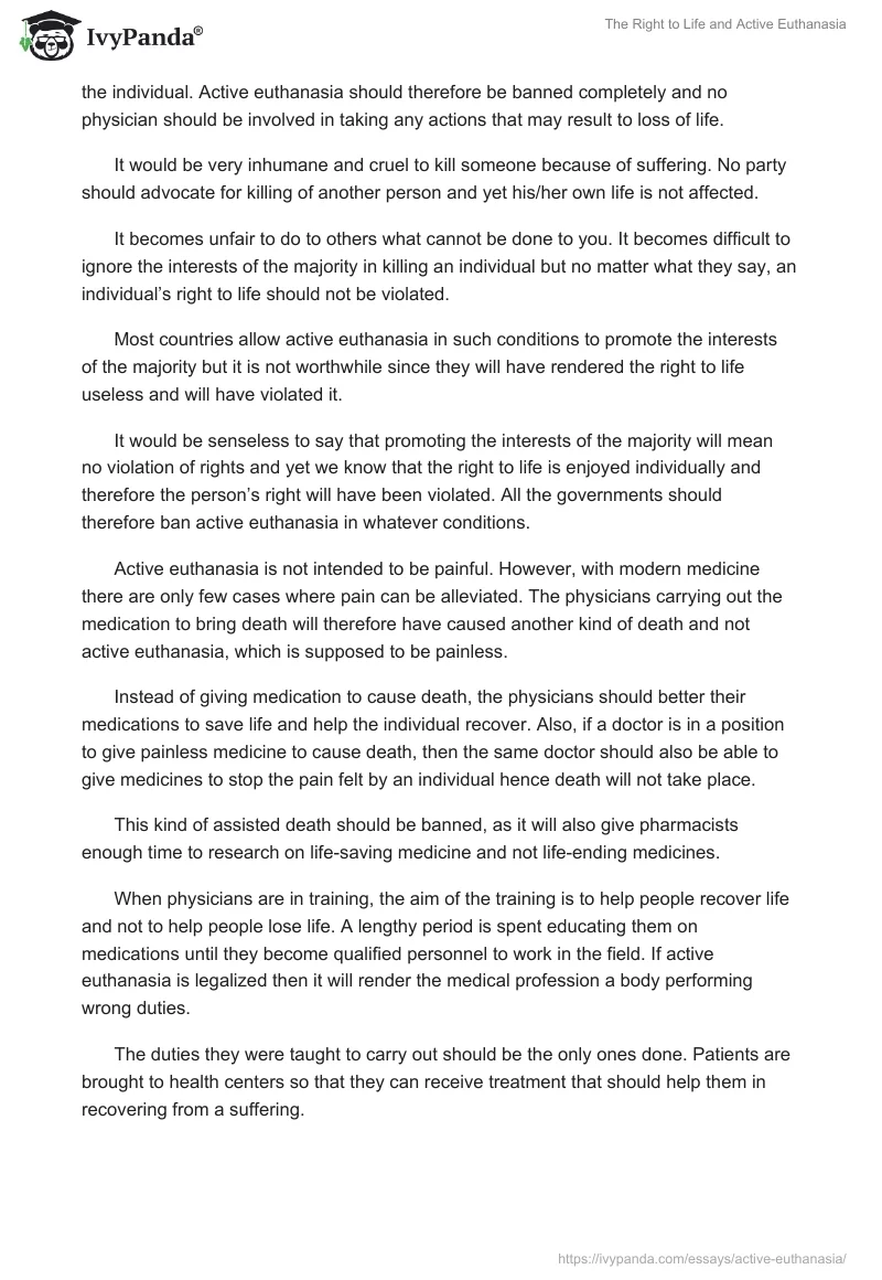 The Right to Life and Active Euthanasia. Page 4
