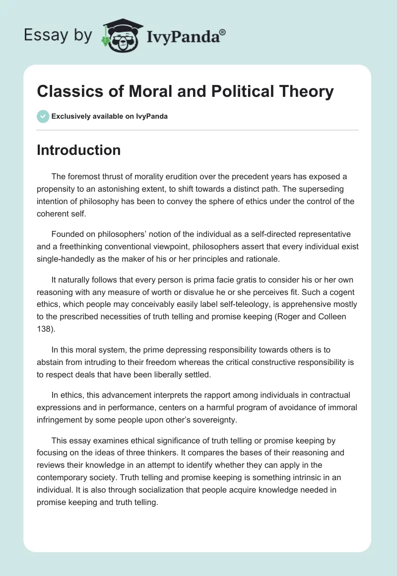 Classics of Moral and Political Theory. Page 1