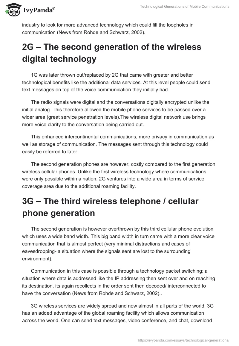 Technological Generations of Mobile Communications. Page 2