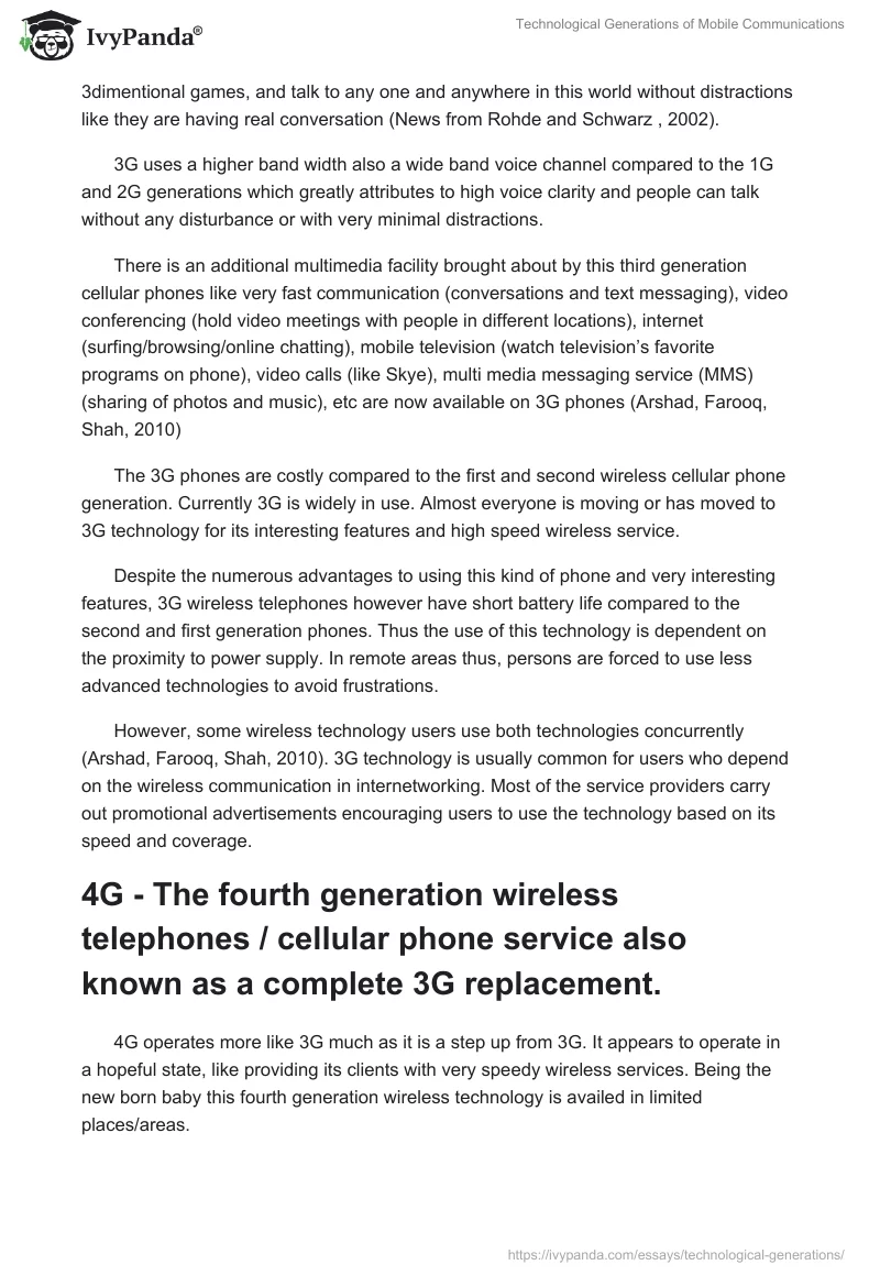 Technological Generations of Mobile Communications. Page 3