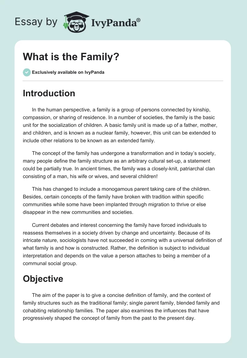 family definition essay conclusion