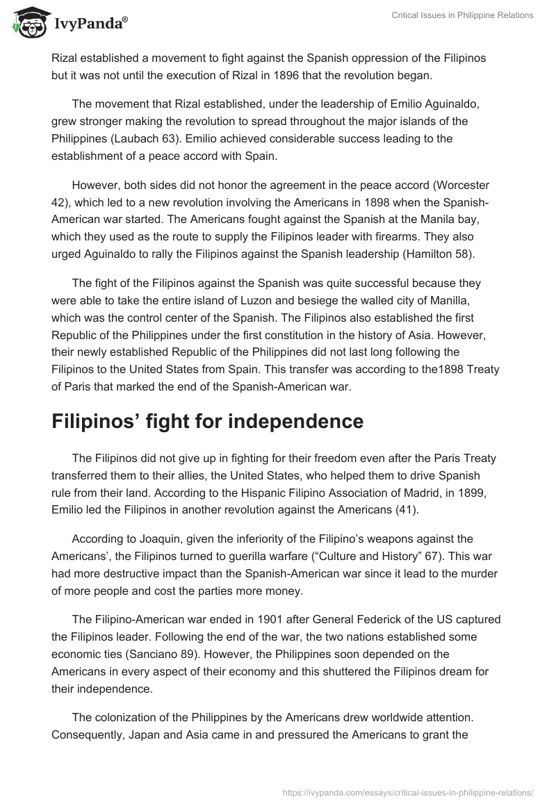 Critical Issues in Philippine Relations. Page 2