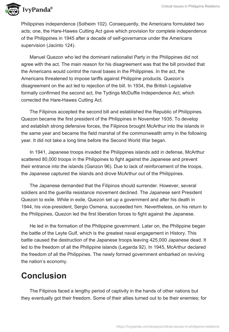 Critical Issues in Philippine Relations. Page 3