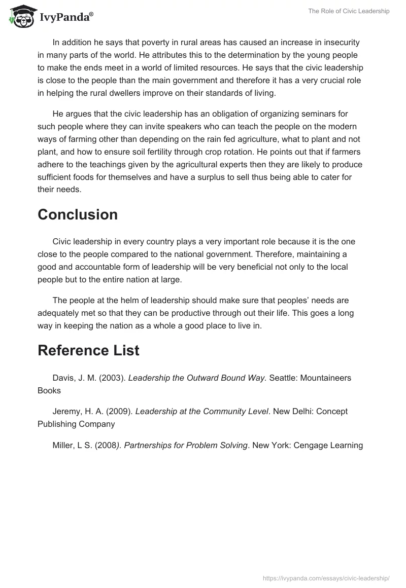 The Role of Civic Leadership. Page 4