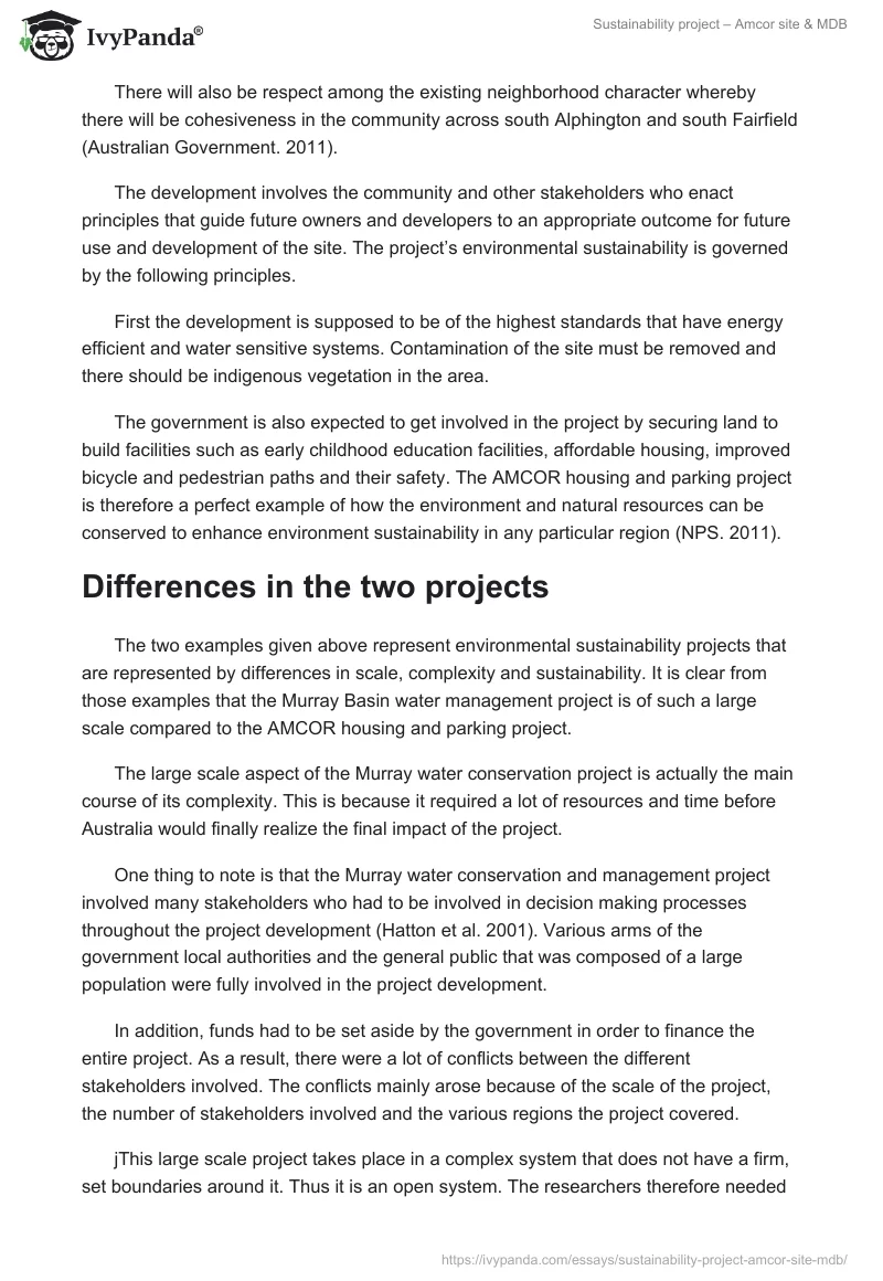 Sustainability project – Amcor site & MDB. Page 3