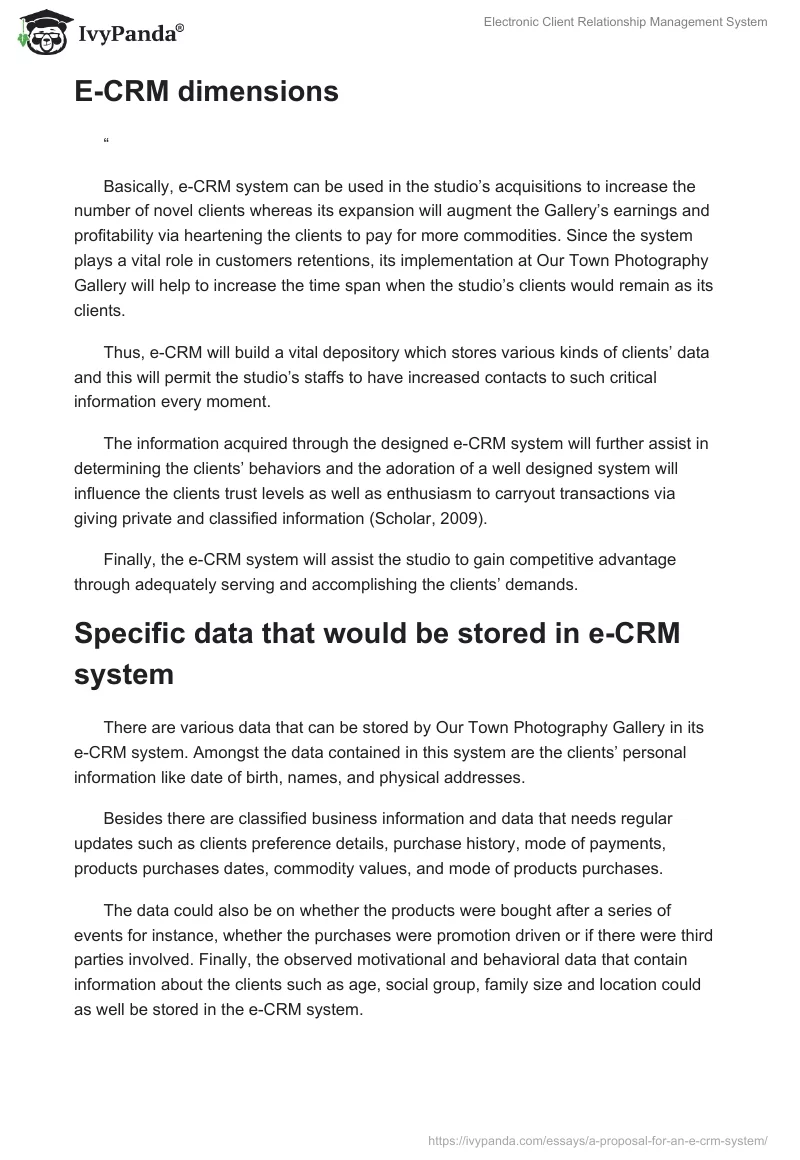 Electronic Client Relationship Management System. Page 3