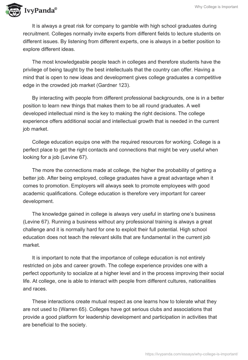 Why College is Important. Page 2