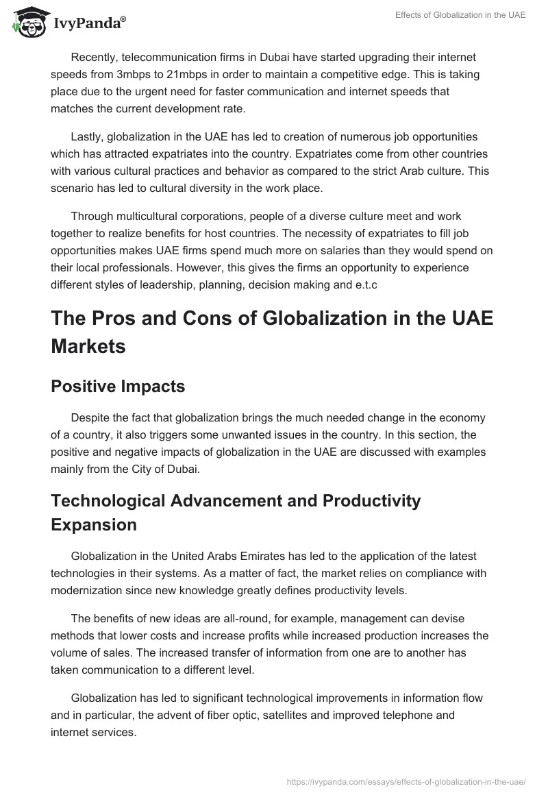 Effects of Globalization in the UAE. Page 2
