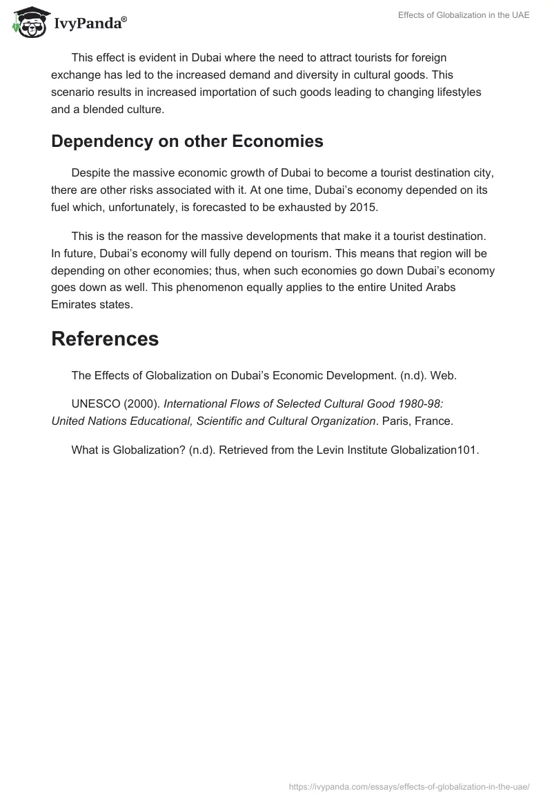 Effects of Globalization in the UAE. Page 4
