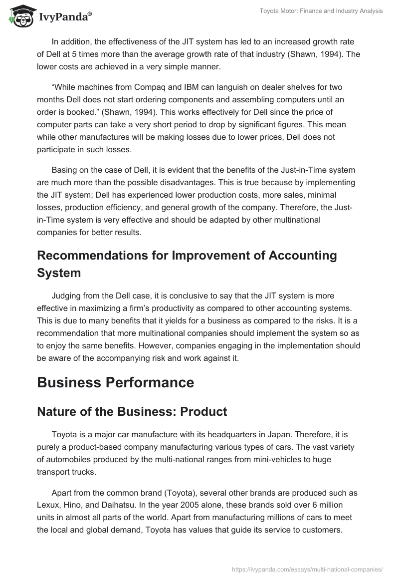 Toyota Motor: Finance and Industry Analysis. Page 4