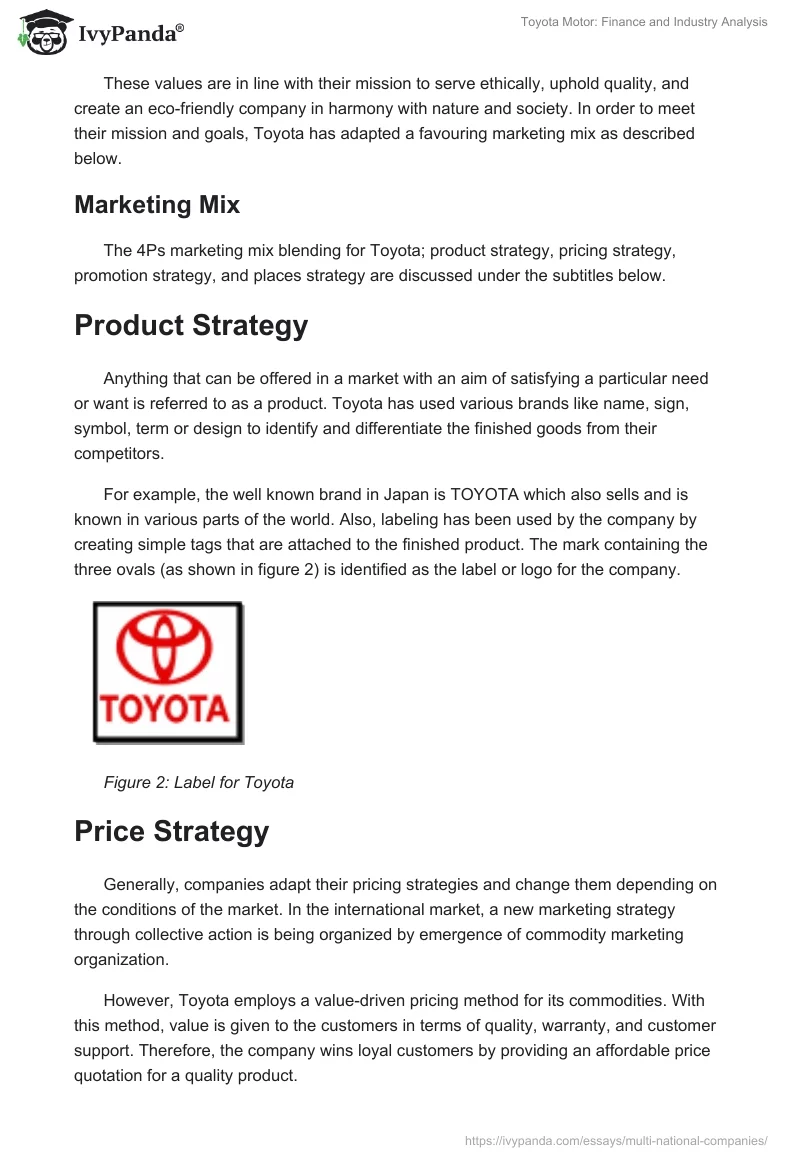Toyota Motor: Finance and Industry Analysis. Page 5