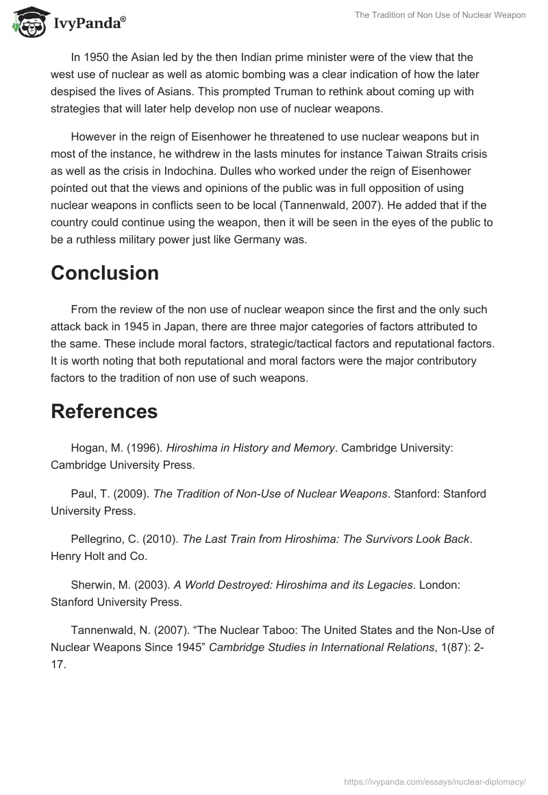 The Tradition of Non Use of Nuclear Weapon. Page 4
