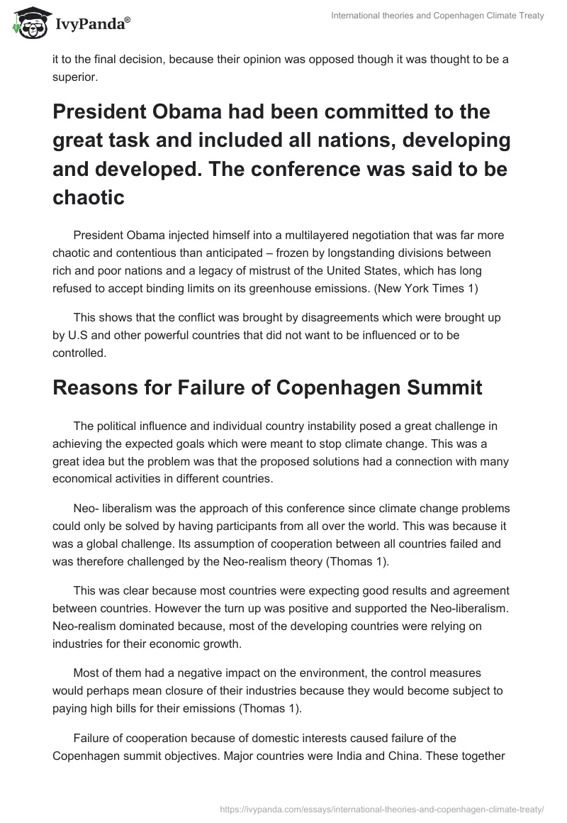 International theories and Copenhagen Climate Treaty. Page 4