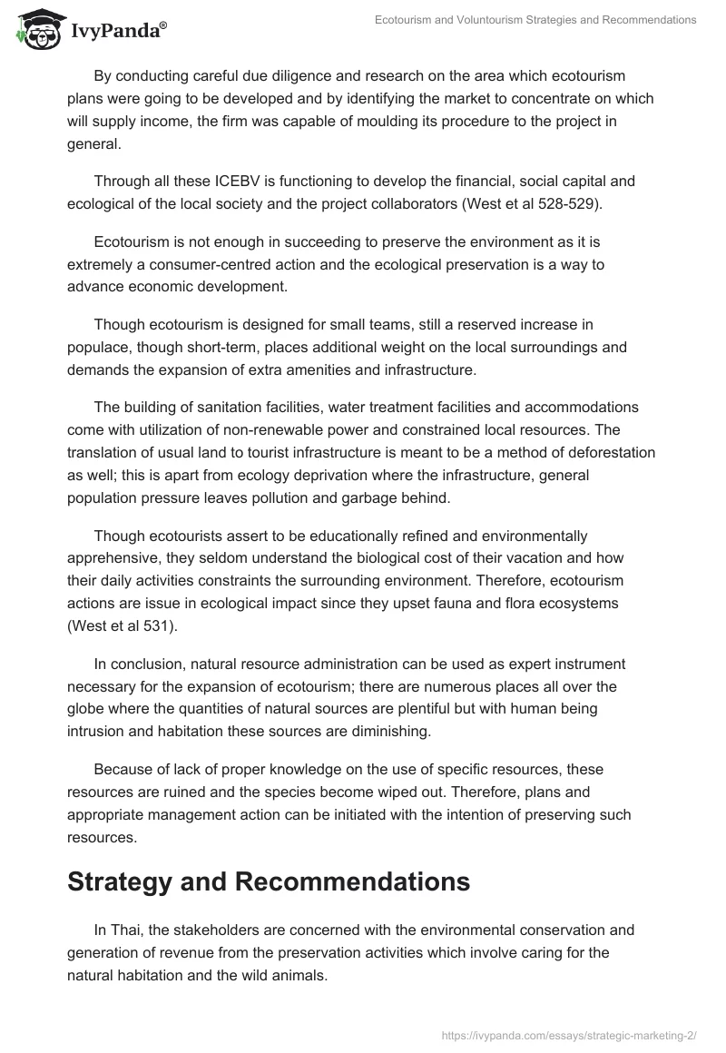Ecotourism and Voluntourism Strategies and Recommendations. Page 5