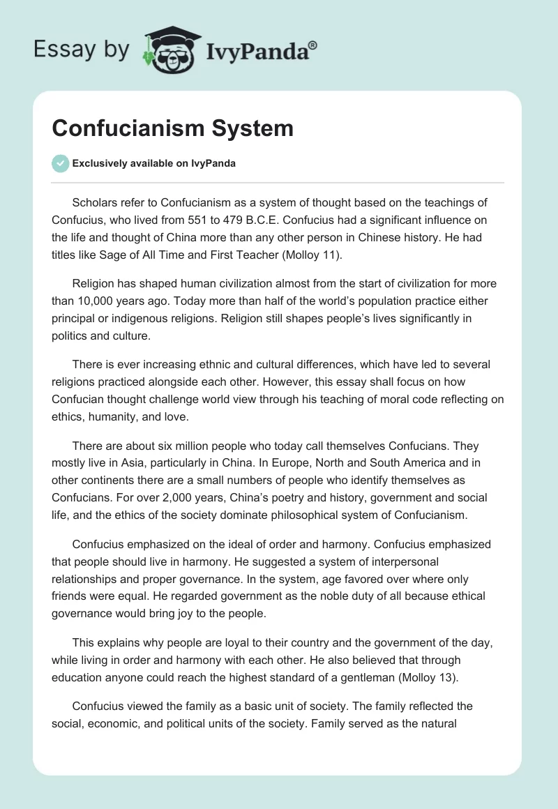 Confucianism System. Page 1