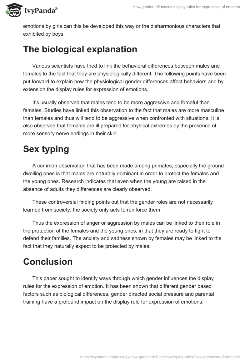 How gender influences display rules for expression of emotion. Page 2