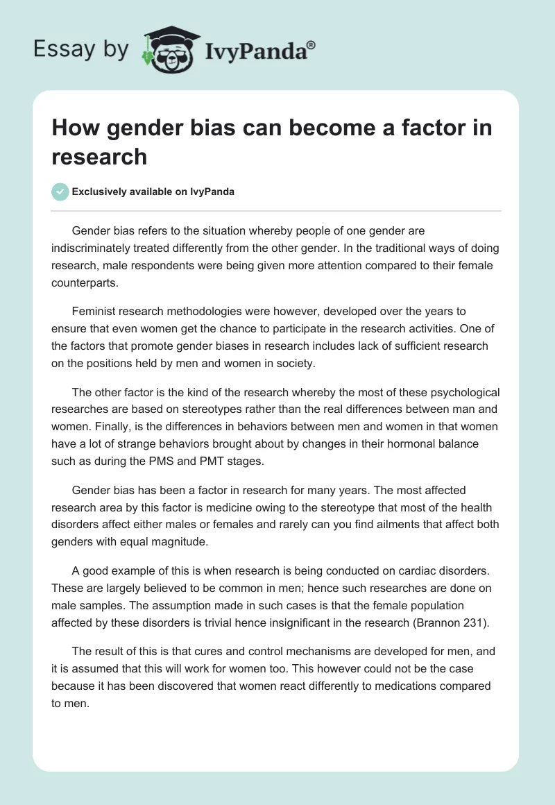 How gender bias can become a factor in research. Page 1