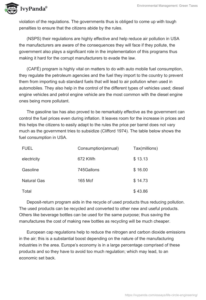Environmental Management: Green Taxes. Page 4