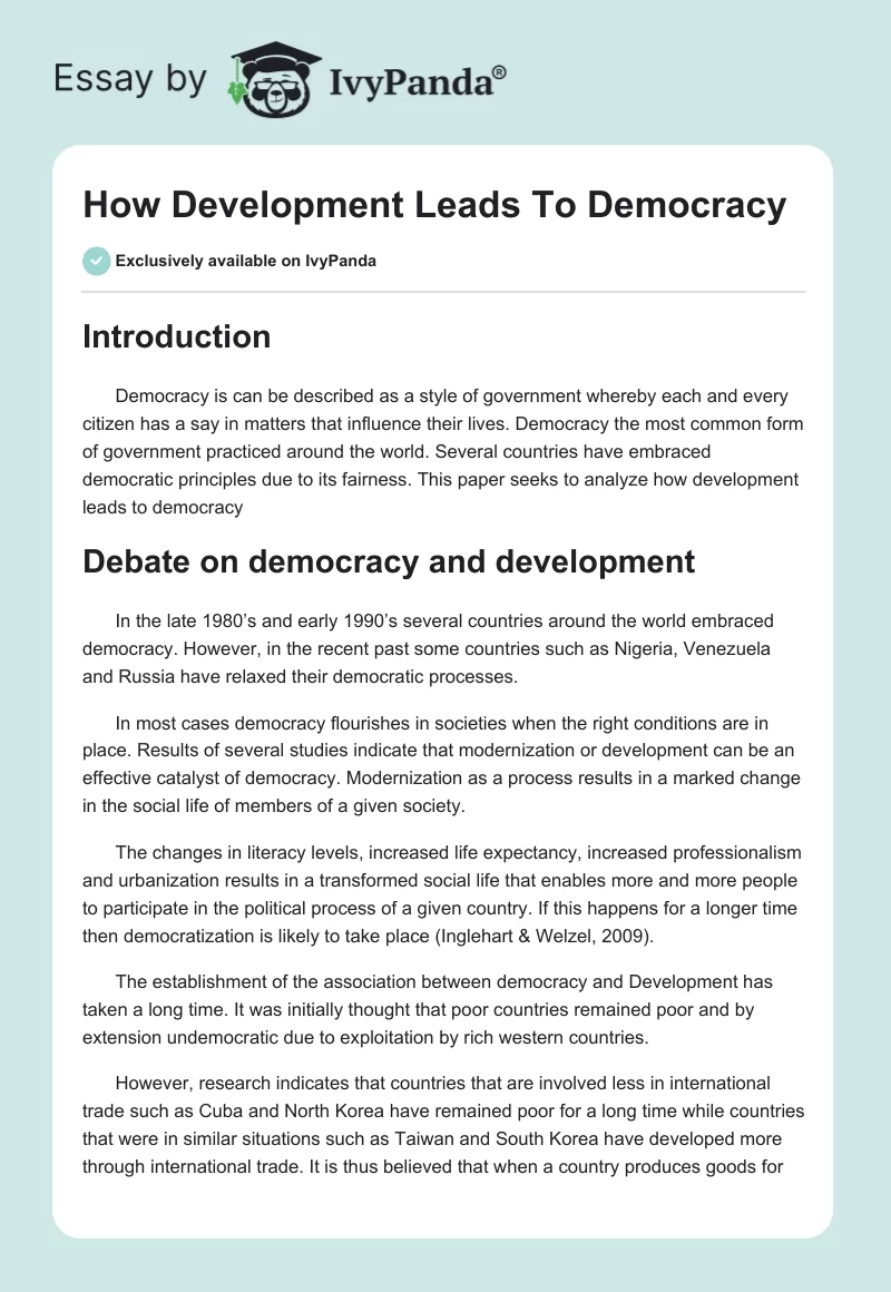 How Development Leads to Democracy. Page 1