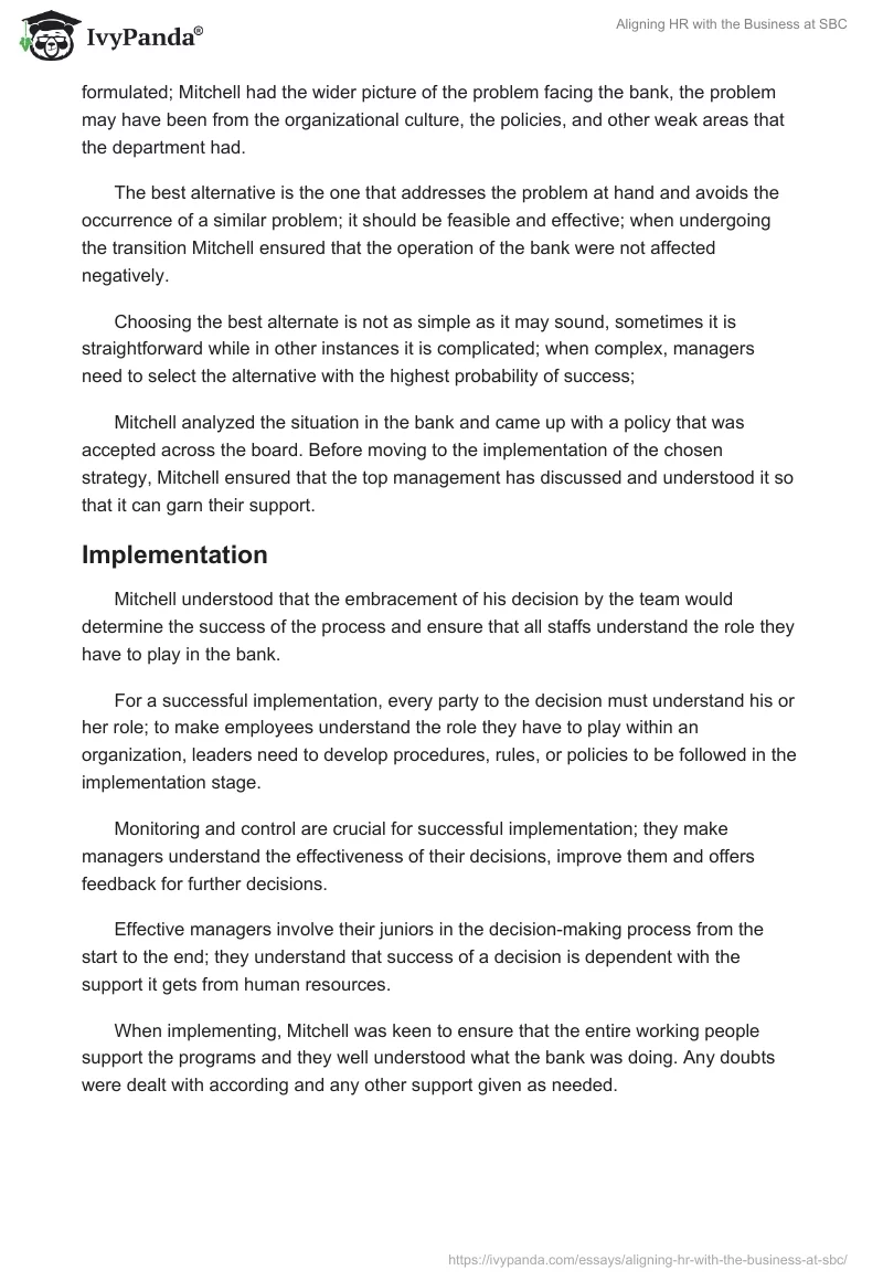 Aligning HR with the Business at SBC. Page 4