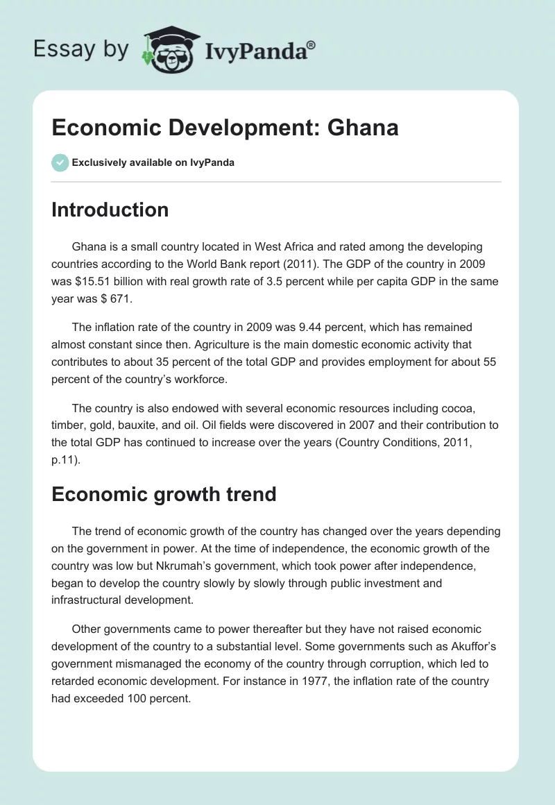 Economic Development: Ghana. Page 1