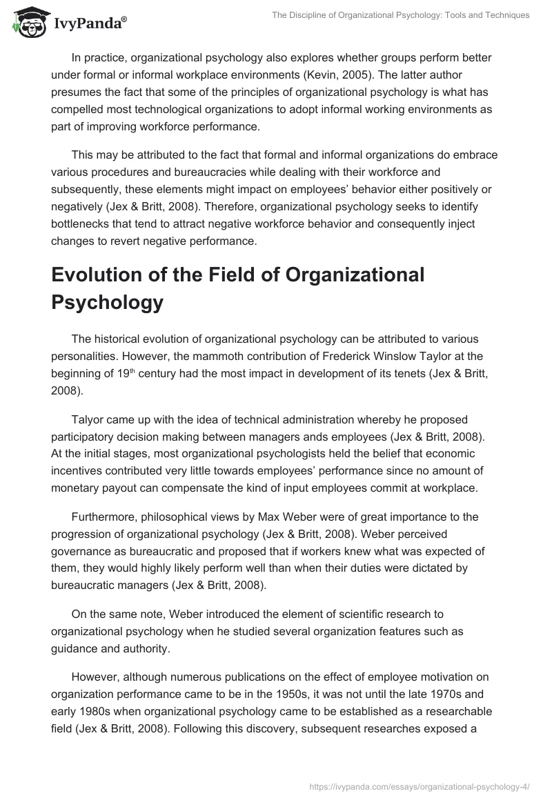 The Discipline of Organizational Psychology: Tools and Techniques. Page 2