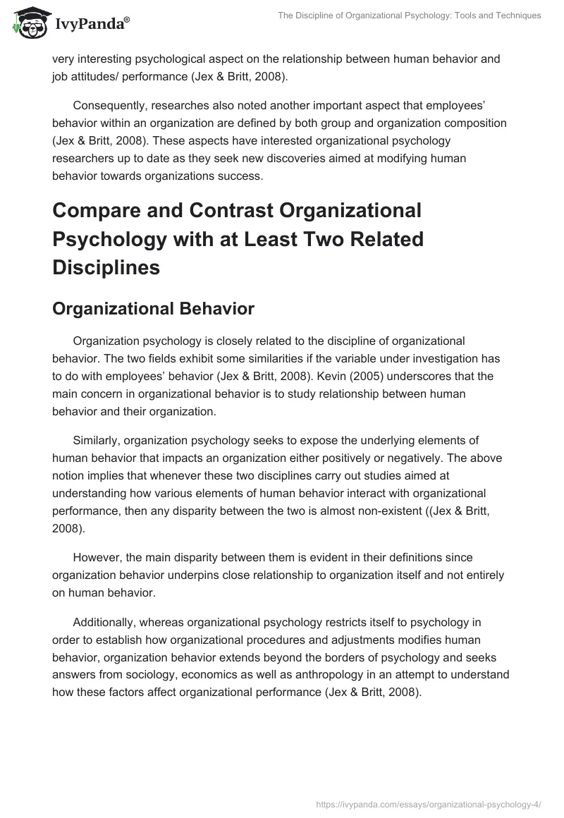The Discipline of Organizational Psychology: Tools and Techniques. Page 3