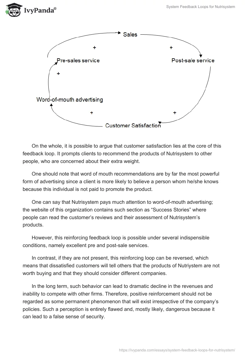 System Feedback Loops for Nutrisystem. Page 2