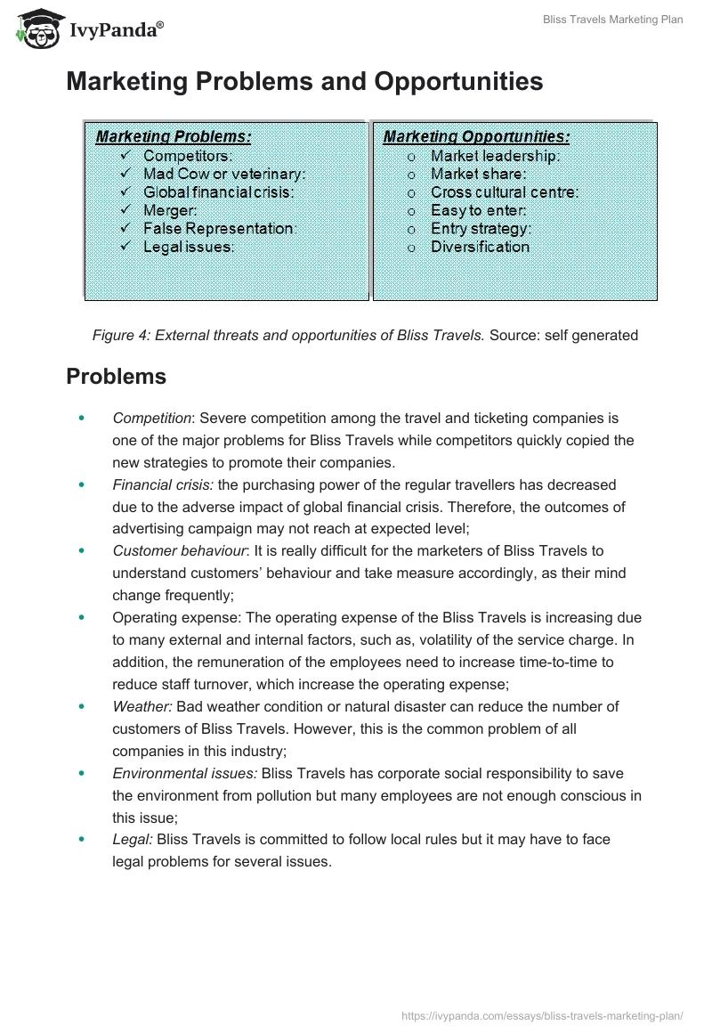 Bliss Travels Marketing Plan. Page 5