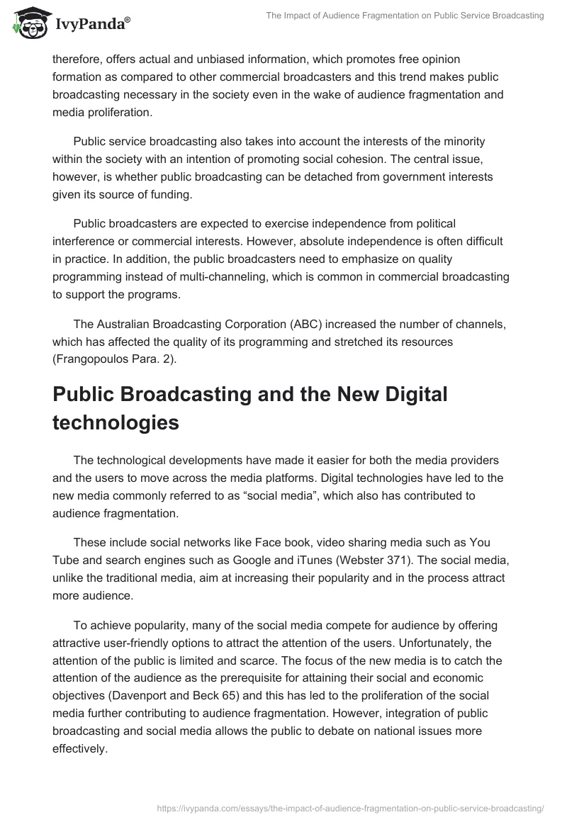 The Impact of Audience Fragmentation on Public Service Broadcasting. Page 3