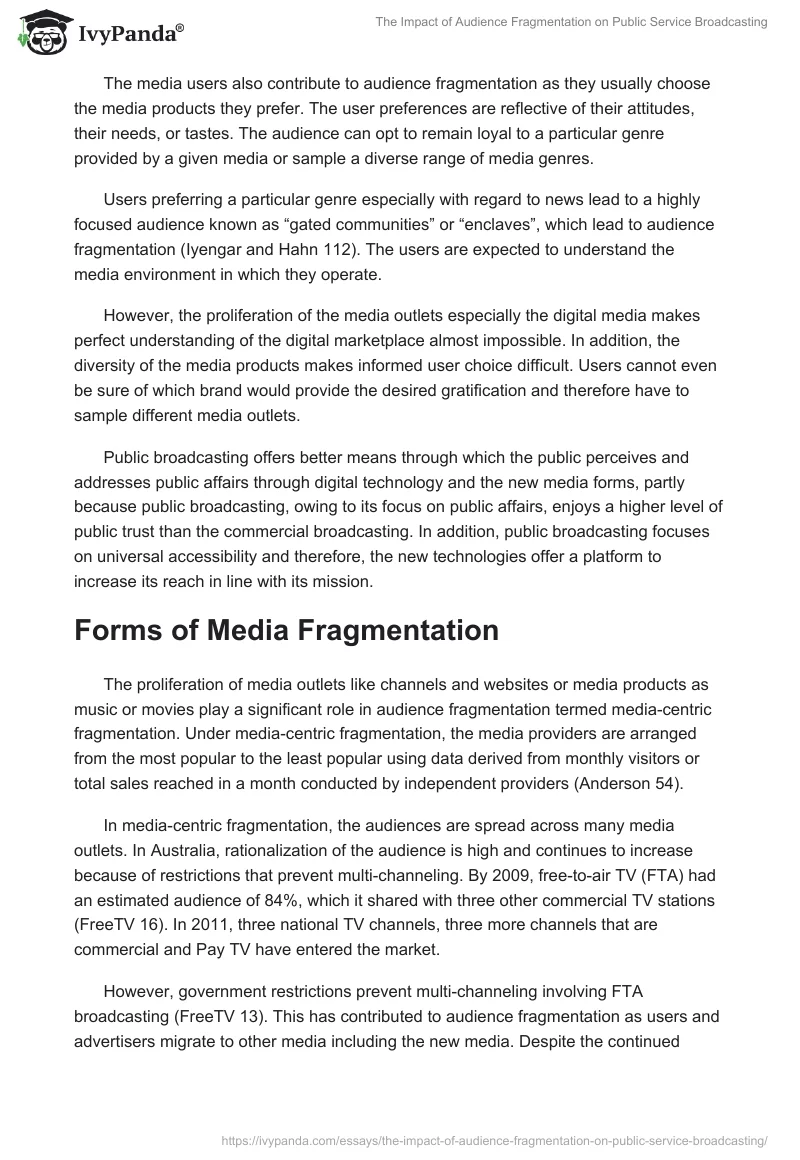 The Impact of Audience Fragmentation on Public Service Broadcasting. Page 4