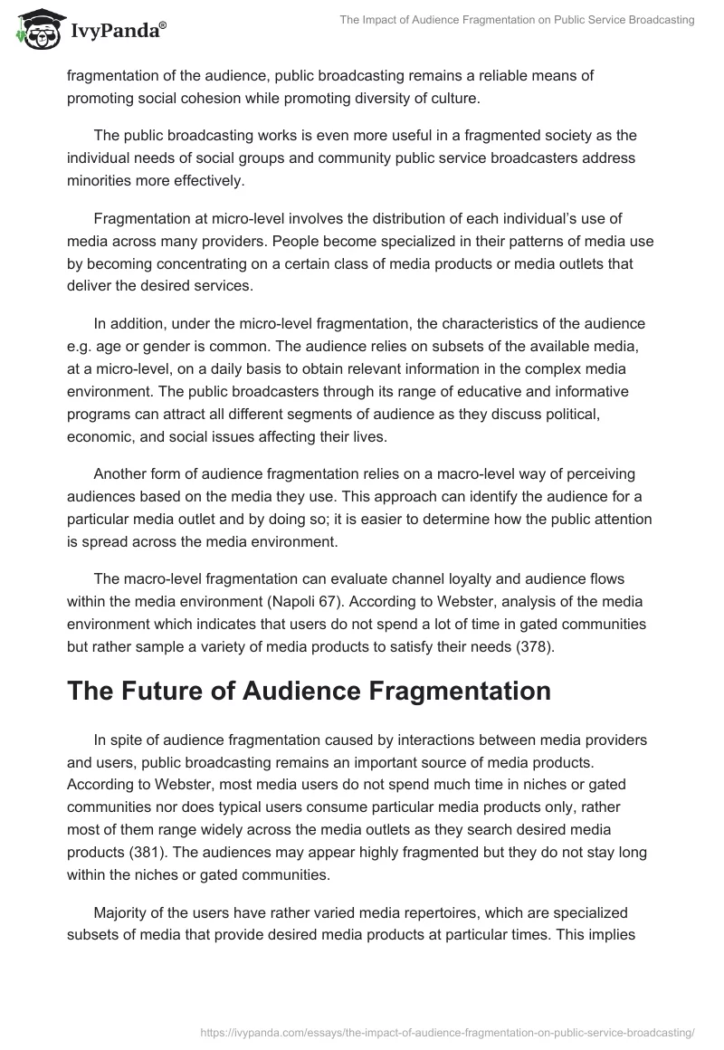 The Impact of Audience Fragmentation on Public Service Broadcasting. Page 5