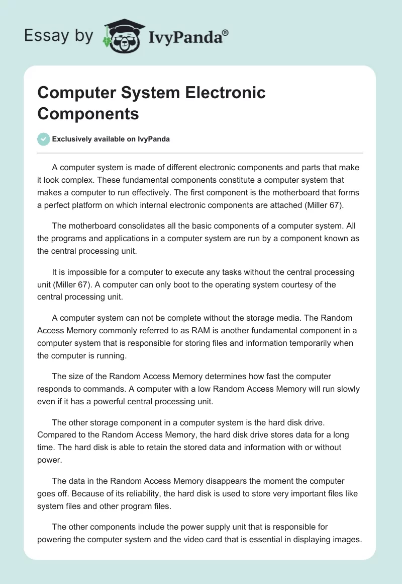 Computer System Electronic Components. Page 1