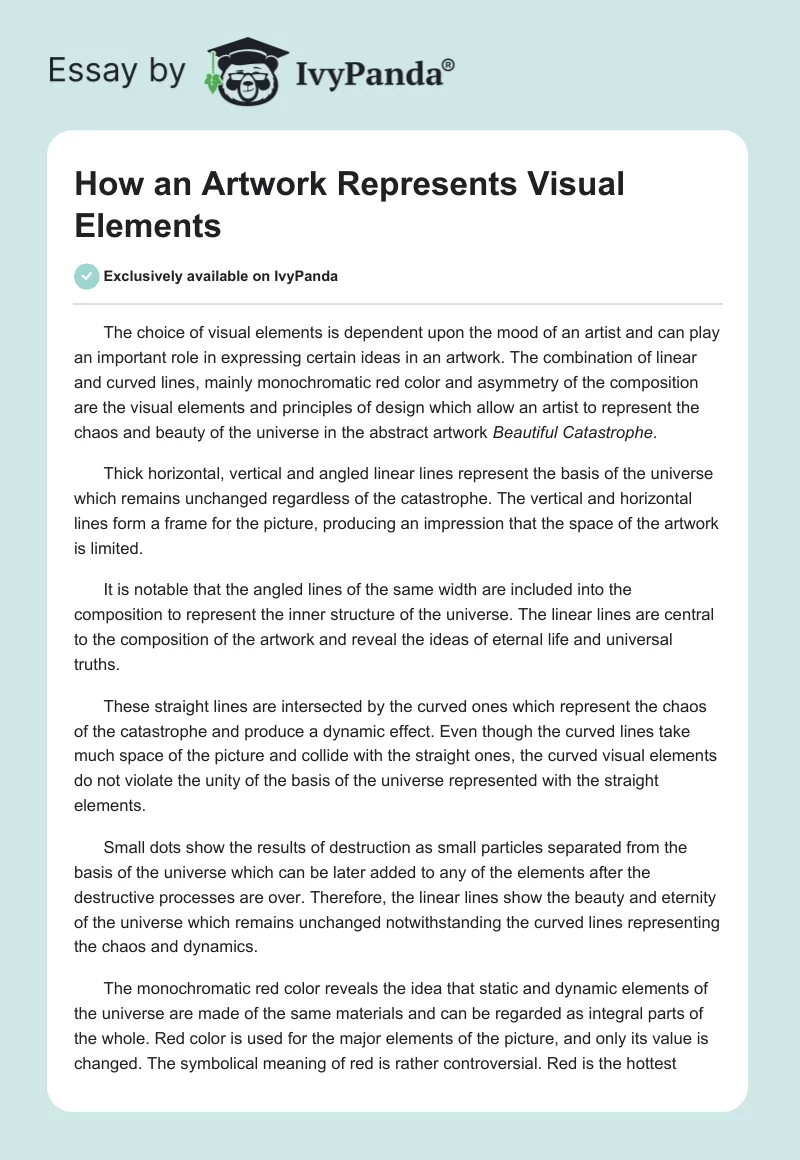 How an Artwork Represents Visual Elements. Page 1