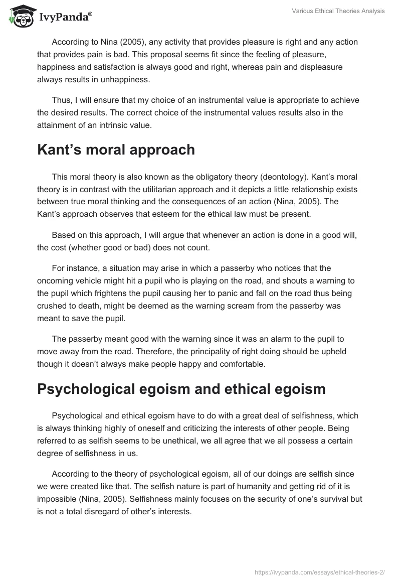 Various Ethical Theories Analysis. Page 2