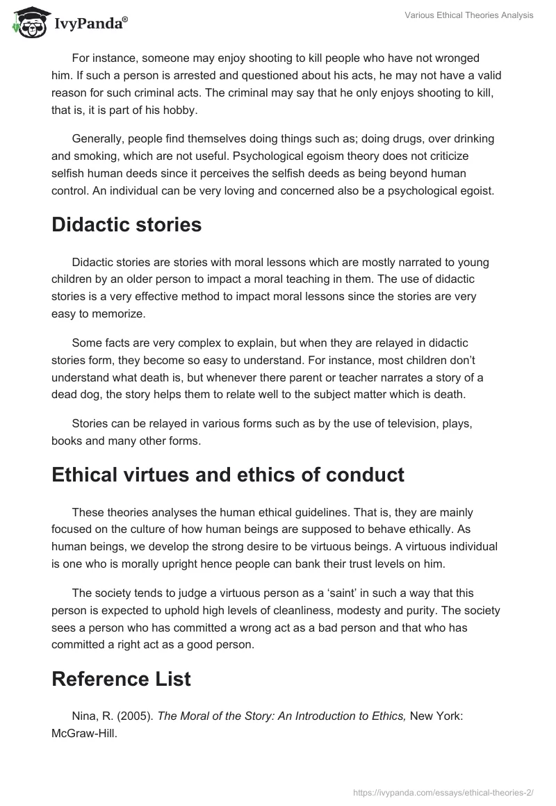 Various Ethical Theories Analysis. Page 3