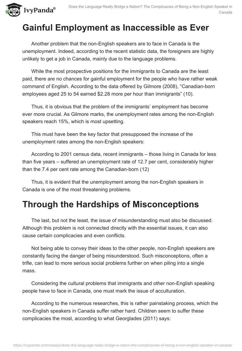 Does the Language Really Bridge a Nation? The Complicacies of Being a Non-English Speaker in Canada. Page 3