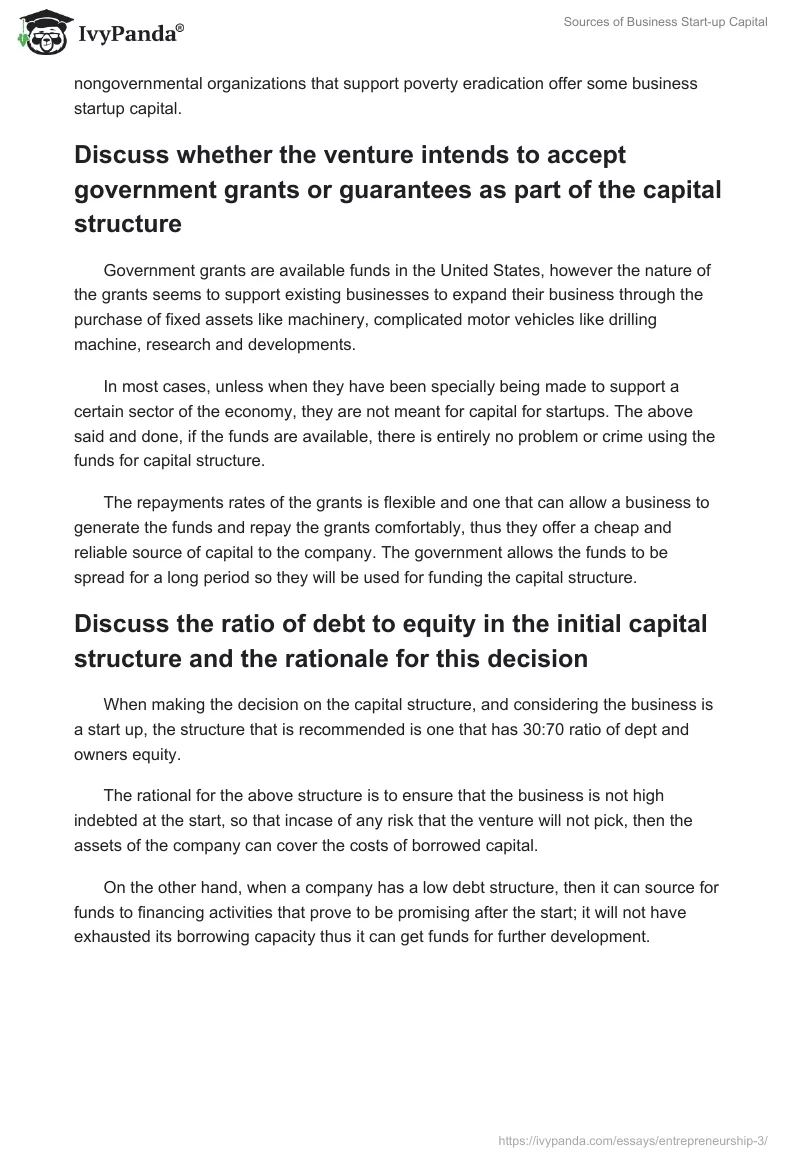 Sources of Business Start-up Capital. Page 2