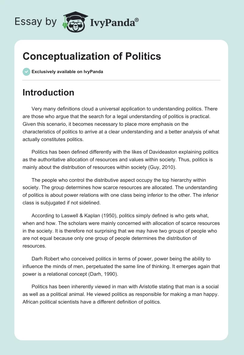Conceptualization of Politics. Page 1