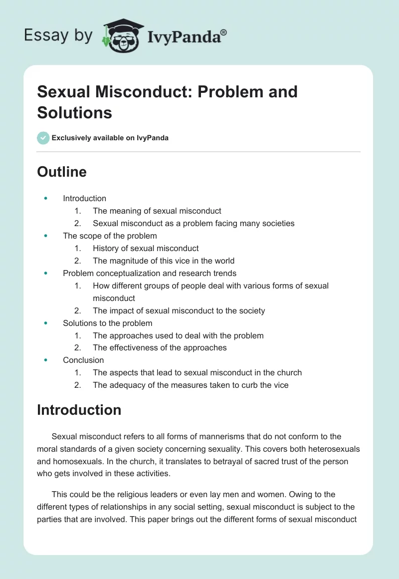 Sexual Misconduct: Problem and Solutions. Page 1
