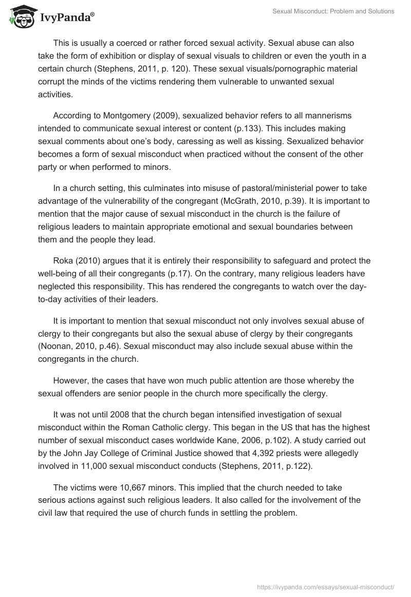 Sexual Misconduct: Problem and Solutions. Page 3