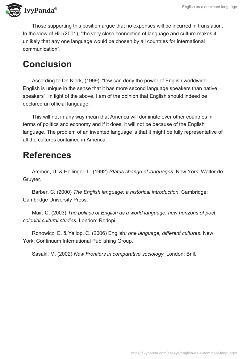 English as a dominant language. Page 3