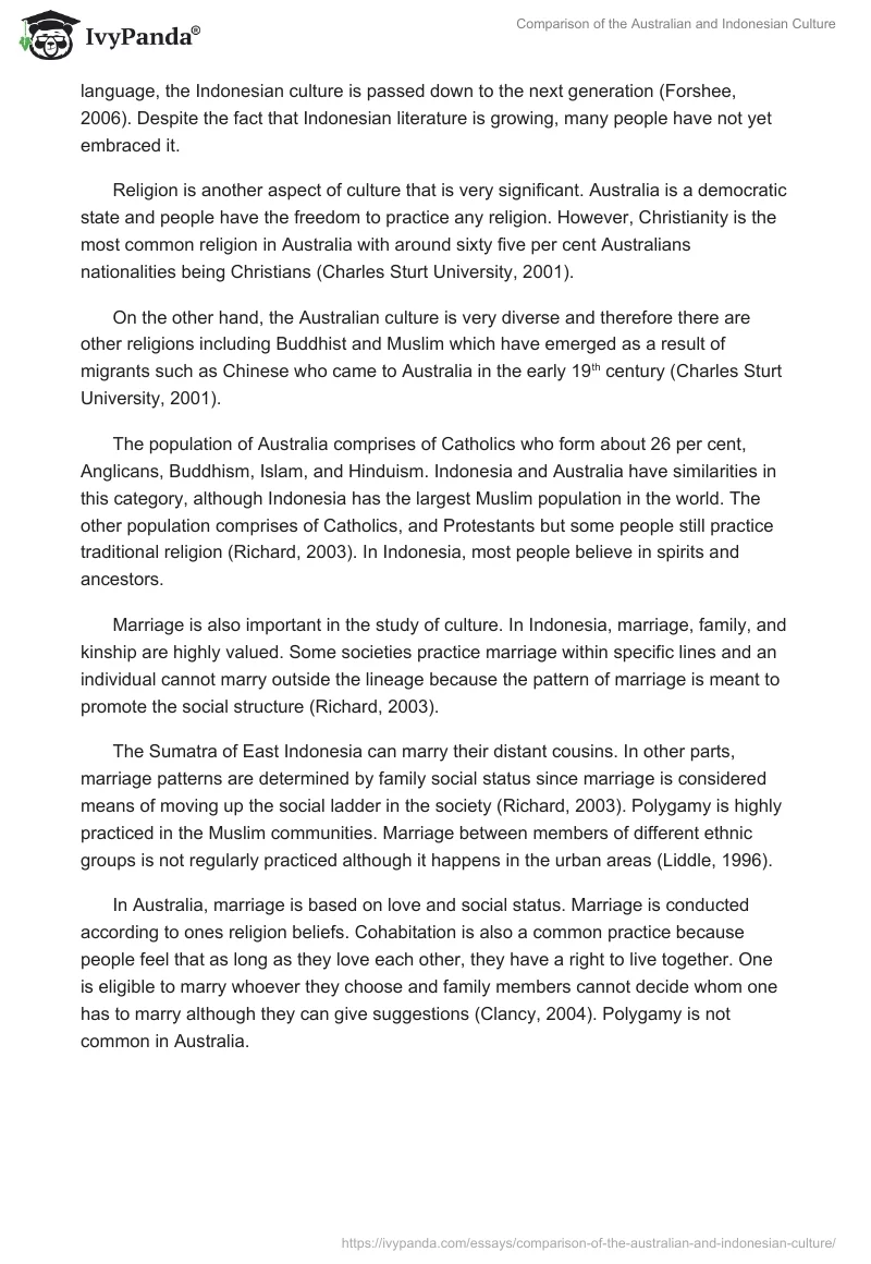 Comparison of the Australian and Indonesian Culture. Page 3