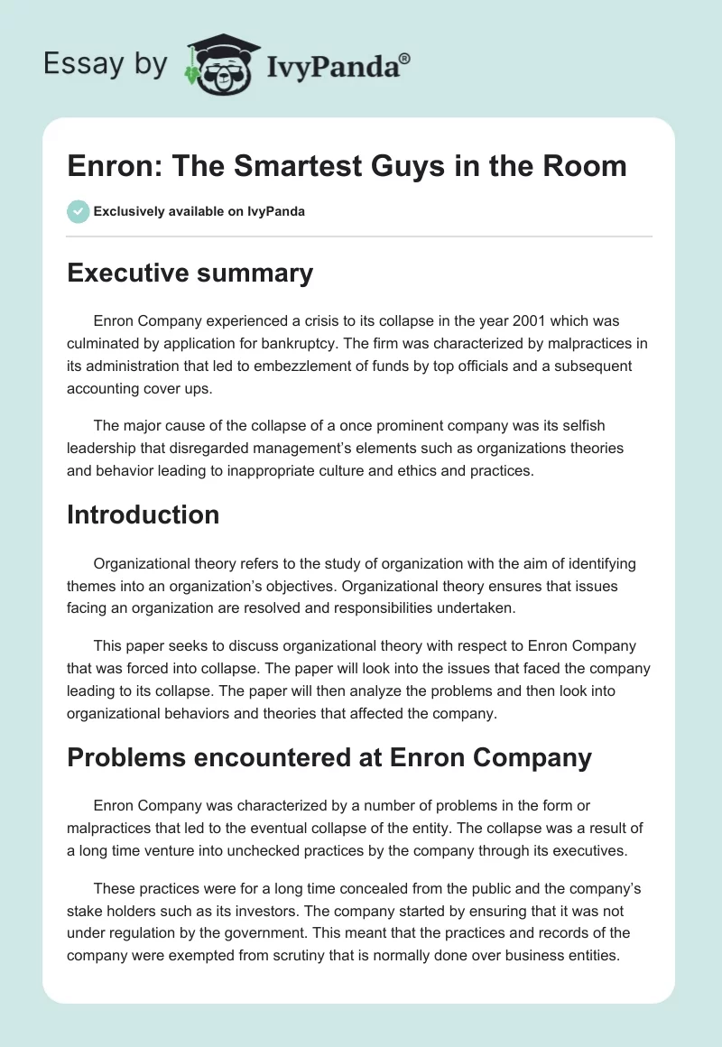 Enron: The Smartest Guys in the Room. Page 1