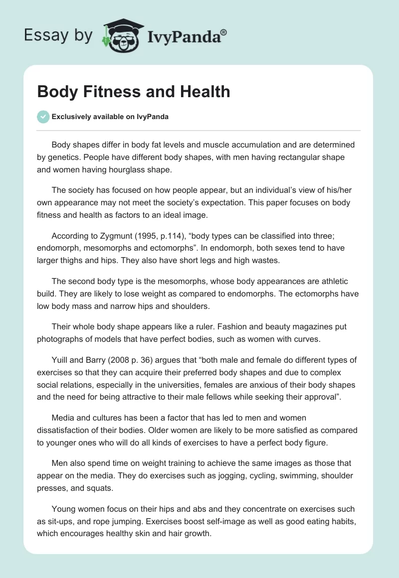 Body Fitness and Health. Page 1