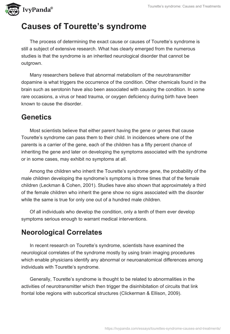 Tourette’s syndrome: Causes and Treatments. Page 3