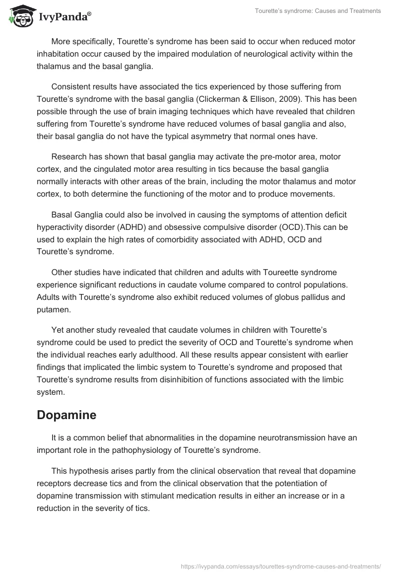 Tourette’s syndrome: Causes and Treatments. Page 4