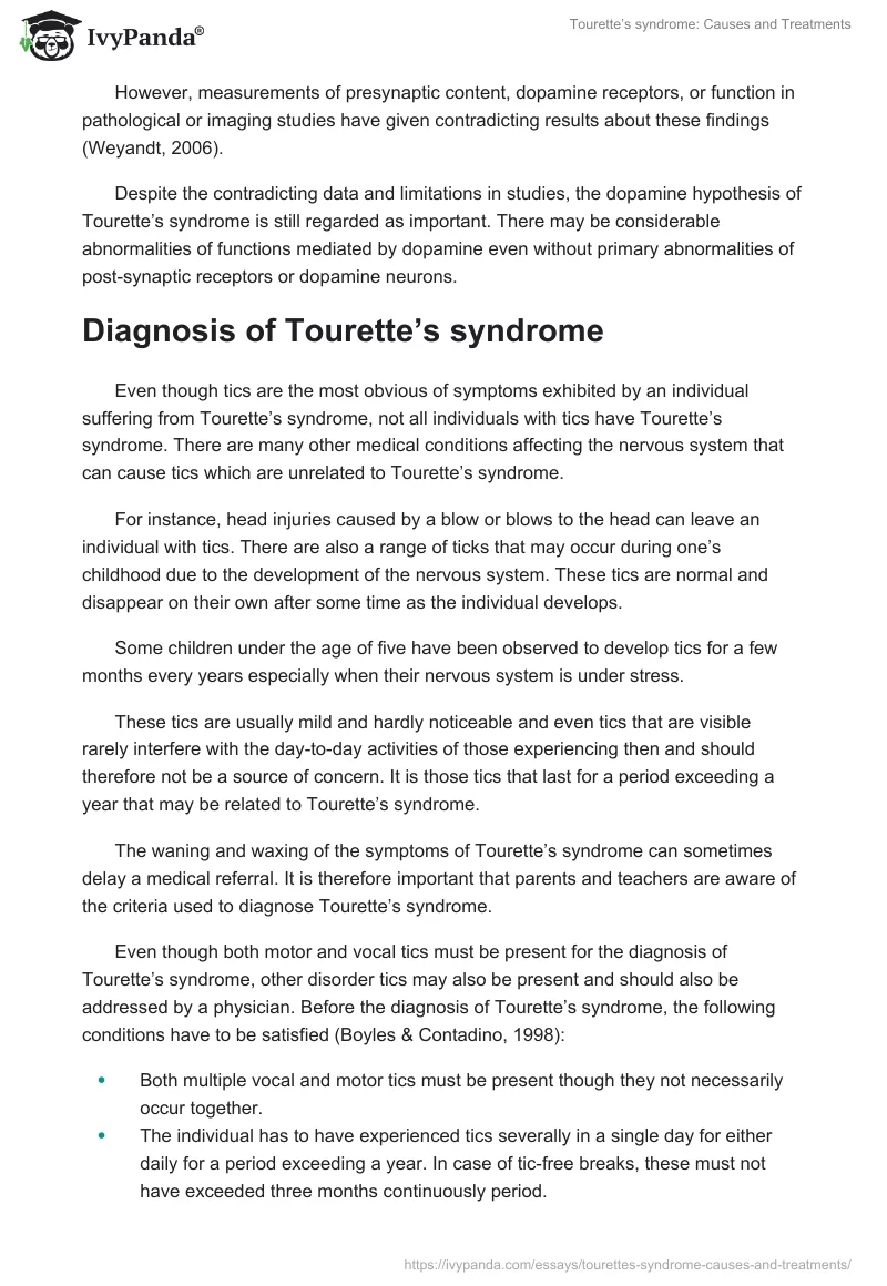 Tourette’s syndrome: Causes and Treatments. Page 5