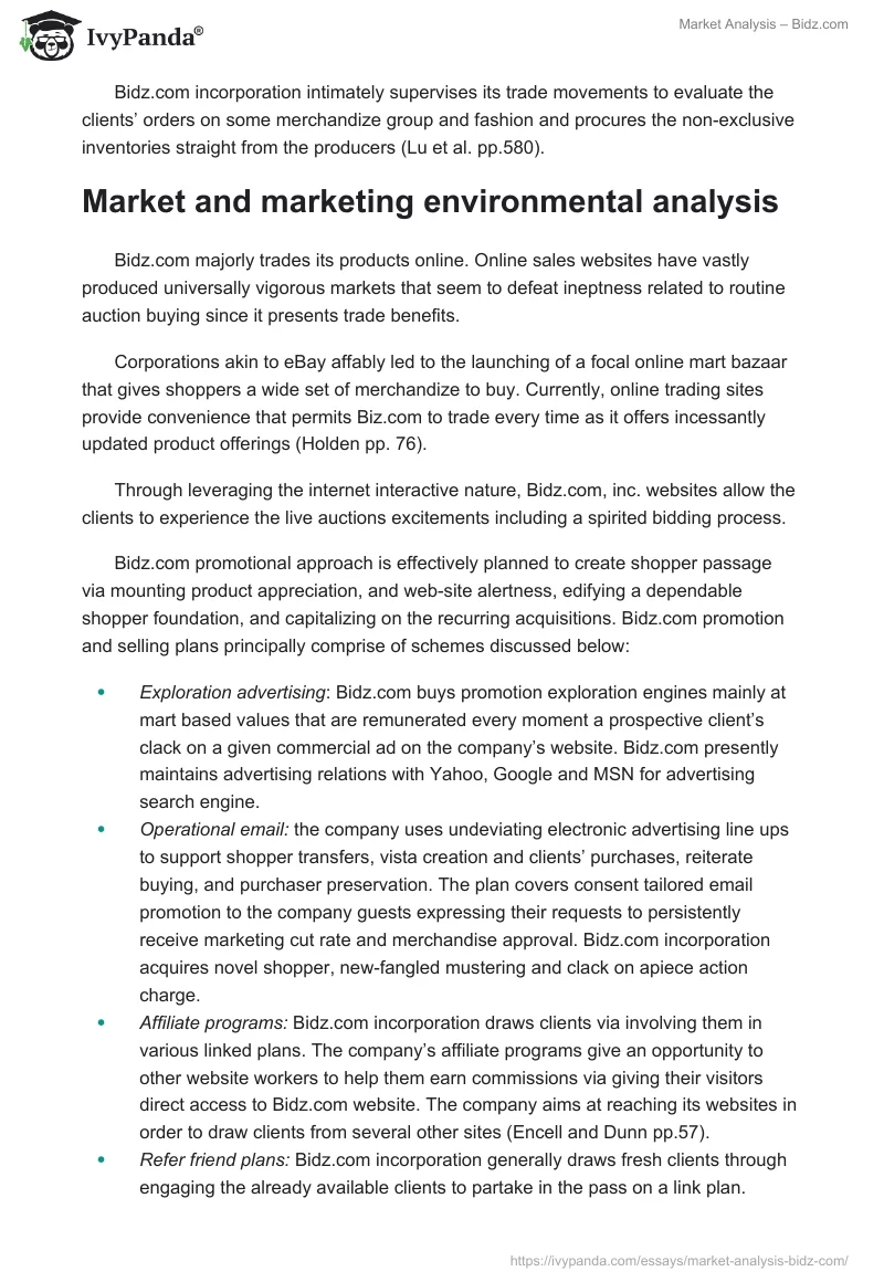 Market Analysis – Bidz.com. Page 3