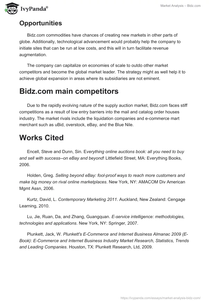 Market Analysis – Bidz.com. Page 5